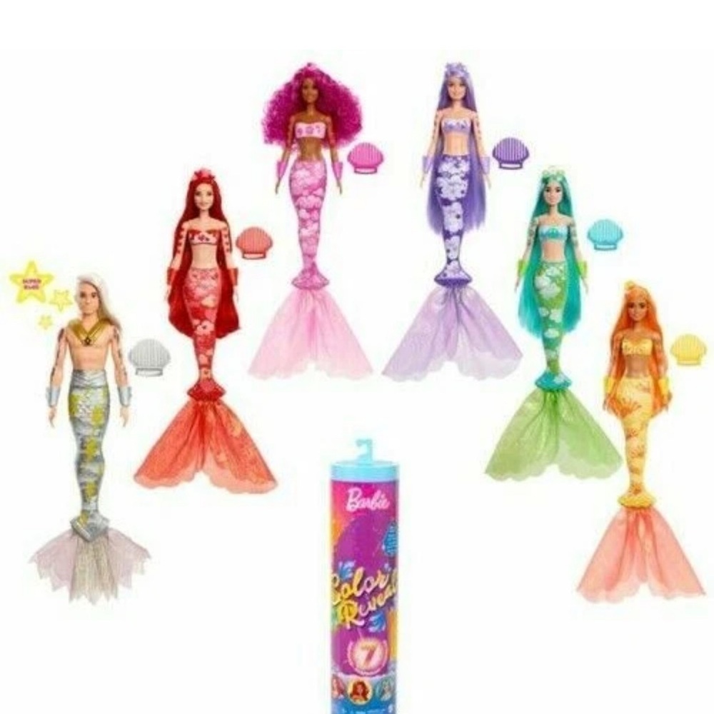 NEW Barbie Color Reveal Mermaid Doll HCC46 SEALED 7‎ Surprises Unboxing Mattel